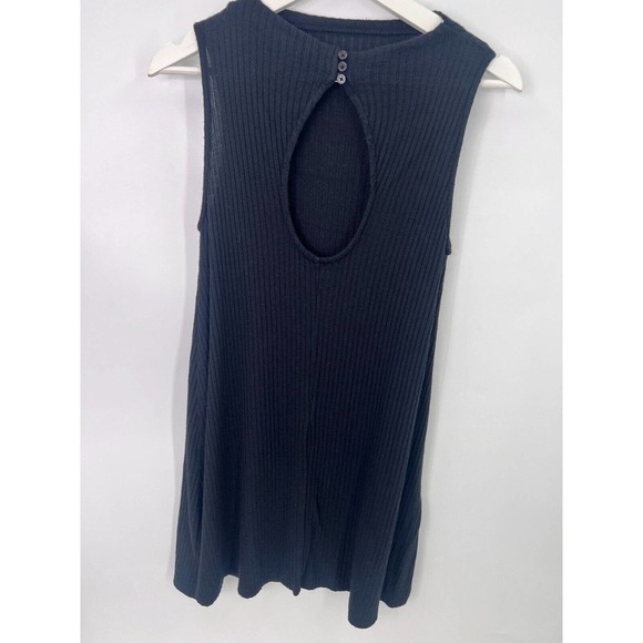 American Eagle Tank Ribbed Swing Dress with Keyhole Back Black Women's XS - Picture 5 of 9